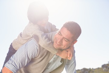 Father and son in the countryside