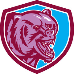 Grizzly Bear Angry Head Shield Retro