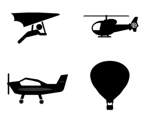 Transports aériens en 4 icônes