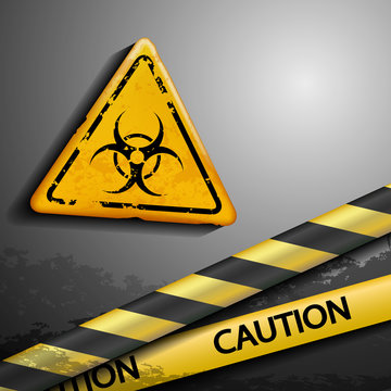 biohazard symbol and warning tape
