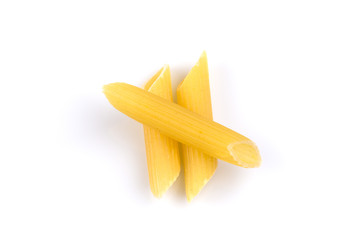 three penne isolated on white background