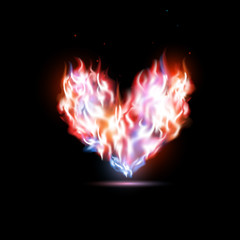 human heart in flames