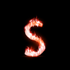 vector letter with red fire