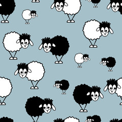 Seamless pattern, funny sheep