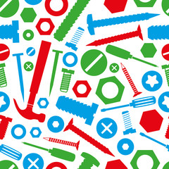 hardware screws with tools color seamless pattern eps10