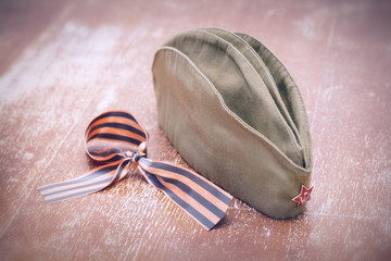 George Ribbon and garrison cap with a red star