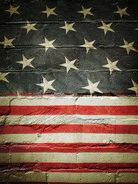 USA America flag on wall