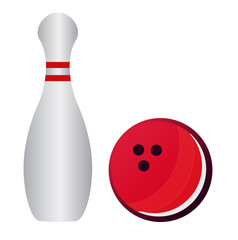 Bowling pins and bowling ball