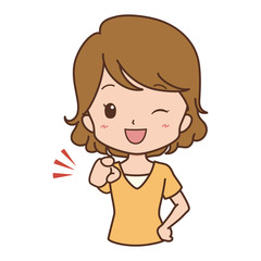 女性　指差し