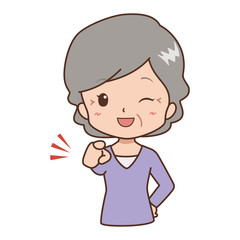 おばあさん　指差し