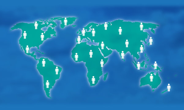 World map people population illustration