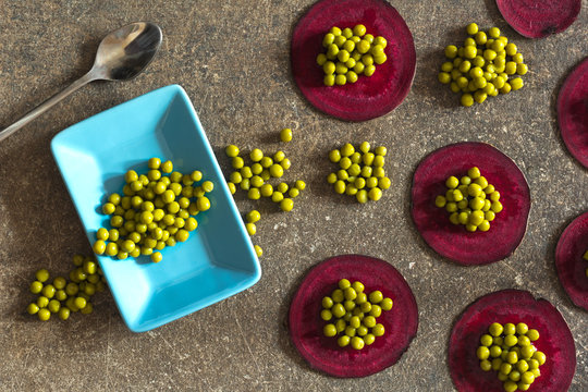 peas and beets on a plate
