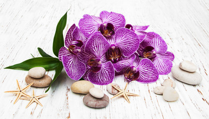 Orchids and massage stone