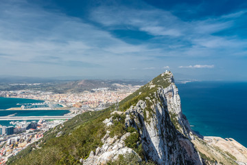Rock of Gibraltar and  city of Gibraltar