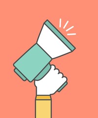 hand holding a megaphone,digital marketing concept
