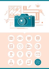 Obraz premium photography banner with related set of icons