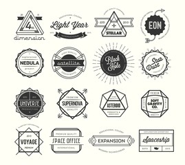 set of vintage badges and labels, inspired by space themes - obrazy, fototapety, plakaty