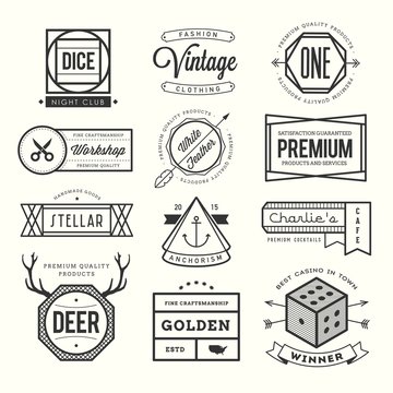 set of vintage logos, badges and labels