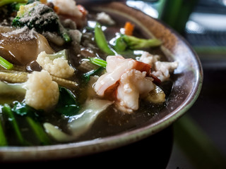 asia vegetable soup with seafood