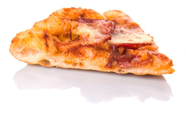 Pepperoni and cheese pizza over white background