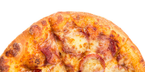 Pepperoni and cheese pizza over white background