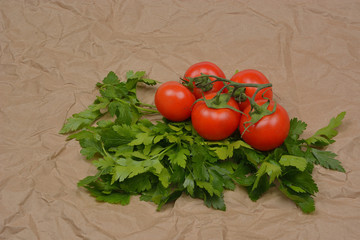 vegetables on a brown paper background