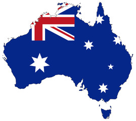 Obraz na płótnie Canvas Australia Flag In Map