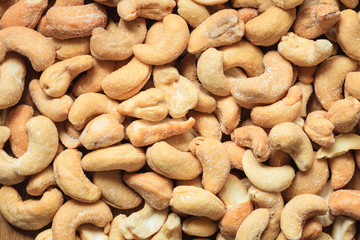Cashew nuts as food background