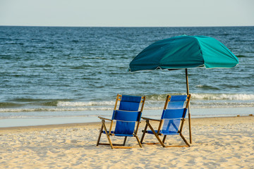Beach chairs overlooking the ocean