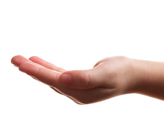 Child hand isolated on white