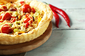 Vegetable pie with paprika, tomatoes and cheese