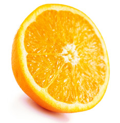 Juicy half of orange isolated on white