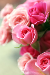 Obraz na płótnie Canvas Beautiful pink roses close up