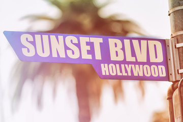 Sunset Blvd Hollywood Street Sign - obrazy, fototapety, plakaty