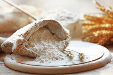 Flour in burlap bag