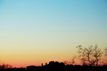 Beautiful panorama of sunset sky