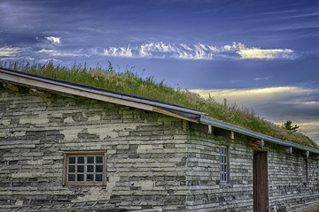 Obraz premium Mud brick building in morning Nebraska