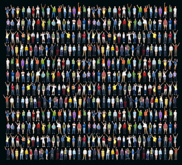 Obraz premium Multiethnic Casual People Togetherness Arms Raised Concept