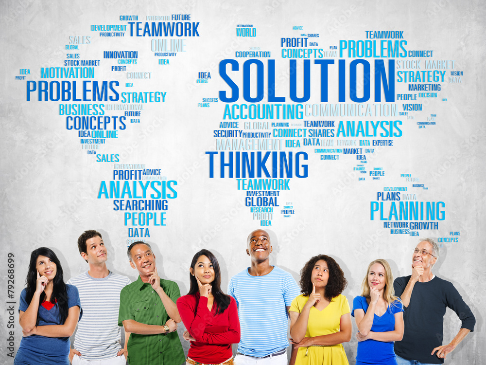 Poster solution solve problem strategy vision decision concept