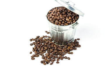 Coffee beans in metal box