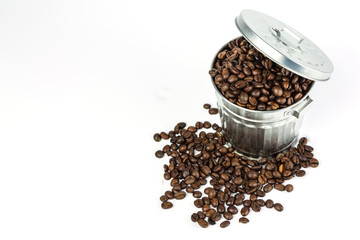 Coffee beans in metal box