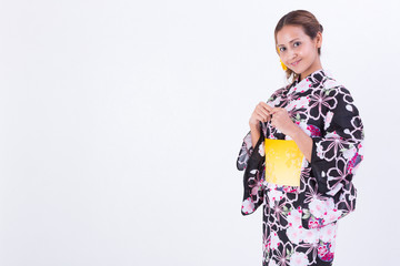 浴衣姿のハーフ女性