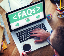Digital Online FAQs Community Office Working Concept