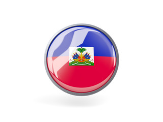 Obraz premium Round icon with flag of haiti