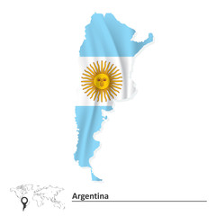 Map of Argentina with flag