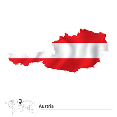 Map of Austria with flag
