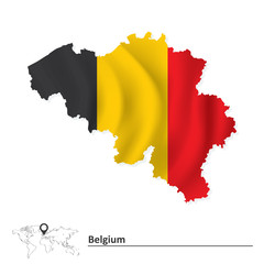 Obraz premium Map of Belgium with flag