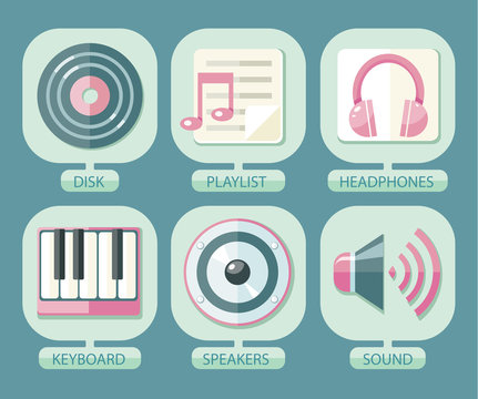 Set of icons music for app
