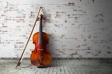 classical violin in vintage background