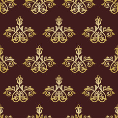 Damask Seamless  Pattern. Golden Orient Background